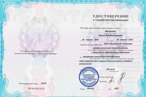 Диплом / сертификат №19 — Мищенко Олеся Владимировна