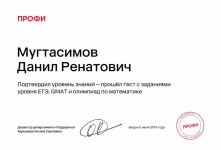 Диплом / сертификат №1 — Мугтасимов Данил Ренатович