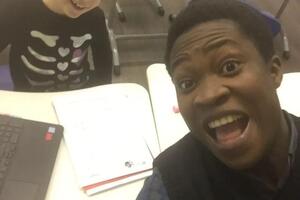 Selfie with a student. — Mustapha Muhammed Jamiu