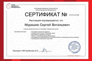 Диплом / сертификат №11 — Мурашев Сергей Витальевич