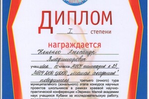 Диплом призера конкурса — Нененко Александр Владимирович