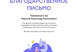 Диплом / сертификат №15 — Невский Александр Николаевич