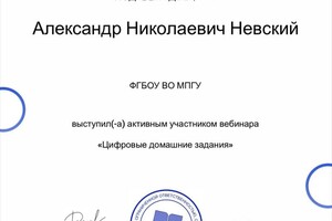 Диплом / сертификат №3 — Невский Александр Николаевич