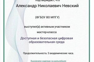 Диплом / сертификат №4 — Невский Александр Николаевич