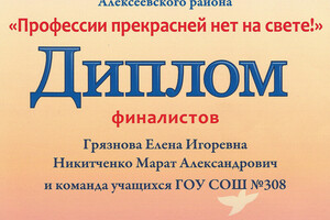 Диплом финалистов конкурса среди школ и молодых педагогов — Никитченко Марат Александрович