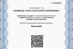 Диплом / сертификат №7 — Новиков Александр Константинович