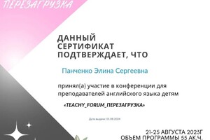 Диплом / сертификат №8 — Панченко Элина Сергеевна