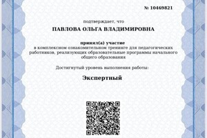 Диплом / сертификат №5 — Павлова Ольга Владимировна