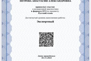 Диплом / сертификат №3 — Петрова Анастасия Александровна