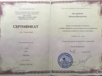 Сертификат — Писаревская Наталья Валерьевна