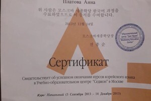 Диплом / сертификат №4 — Платова Анна Сергеевна