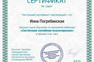 Диплом / сертификат №5 — Погребинская Инна Ильинична