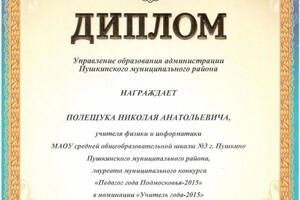 Диплом / сертификат №9 — Полещук Николай Анатольевич