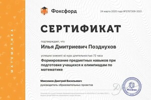 Диплом / сертификат №10 — Позднухов Илья Дмитриевич