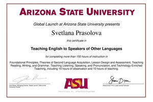 TESOL (ASU) — Прасолова Светлана Игоревна