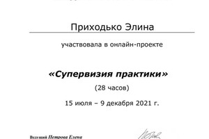 Диплом / сертификат №19 — Приходько Элина Юрьевна