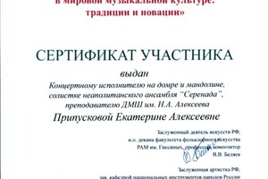 Диплом / сертификат №5 — Припускова Екатерина Алексеевна