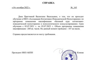 Диплом / сертификат №3 — Притчина Валентина Васильевна