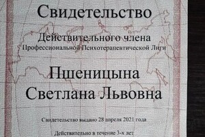 Диплом / сертификат №39 — Пшеницына Светлана Львовна