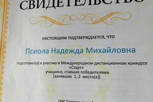 Успехи учеников — Псиола Надежда Михайловна