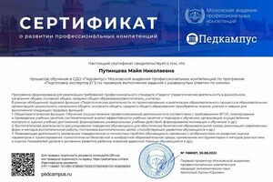 Диплом / сертификат №15 — Путинцева Майя Николаевна