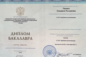 Диплом / сертификат №4 — Раковец Елизавета Руслановна