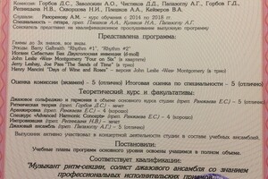 Свидетельство о допрофессиональной подготовке по специальности Гитара — Разорёнова Алёна Михайловна