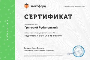 Диплом / сертификат №5 — Рубиновский Григорий Александрович