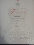 Royal College of Music(London, 2014). Master Degree with distinction — Саблина Олеся Александровна