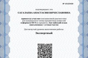 Диплом / сертификат №13 — Сагалаева Анастасия Вячеславовна