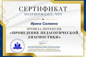 Диплом / сертификат №14 — Салмина Ирина Сергеевна