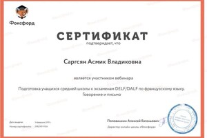 Диплом / сертификат №14 — Саргсян Асмик Владиковна