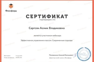 Диплом / сертификат №22 — Саргсян Асмик Владиковна