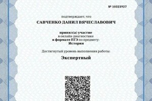 Диплом / сертификат №14 — Савченко Данил Вячеславович