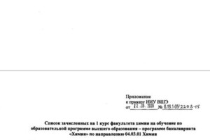 Зачисление БВИ на Факультет Химии НИУ ВШЭ — Савищев Константин Андреевич