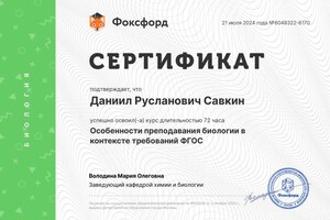 Диплом / сертификат №3 — Савкин Даниил Русланович