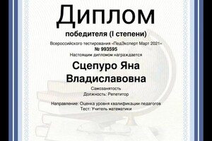 Диплом / сертификат №6 — Сцепуро Яна Владиславовна