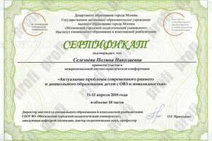 Диплом / сертификат №1047 — Селезнева Полина Николаевна