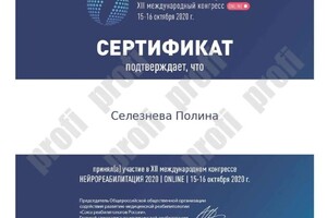 Диплом / сертификат №1069 — Селезнева Полина Николаевна