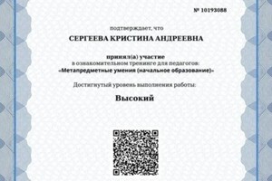 Диплом / сертификат №4 — Сергеева Кристина Андреевна