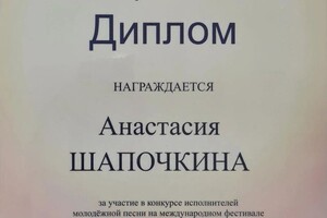 Диплом / сертификат №4 — Шапочкина Анастасия Дмитриевна