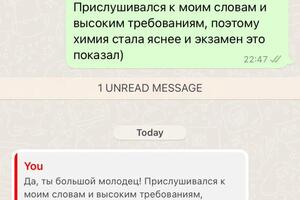 Благодарность ученика после сдачи ОГЭ по химии — Шатов Александр Андреевич