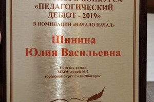 Диплом / сертификат №1 — Шинина Юлия Васильевна