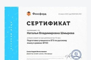 Диплом / сертификат №15 — Шмырева Наталья Владимировна