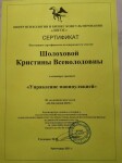 Диплом / сертификат №11 — Шолохова Кристина Всеволодовна