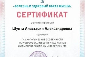 Диплом / сертификат №7 — Шупта Анастасия Александровна