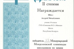 Диплом II степени победителя олимпиады (2013 г.) — Швед Андрей Михайлович