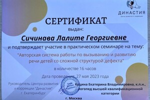 Диплом / сертификат №5 — Сичинава Лалита Георгиевна