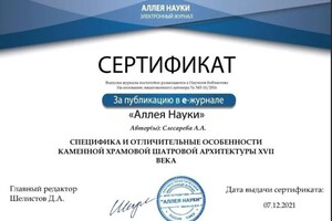 Диплом / сертификат №3 — Слесарева Анастасия Артуровна