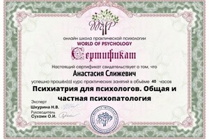 Диплом / сертификат №3 — Слижевич Анастасия Валерьевна